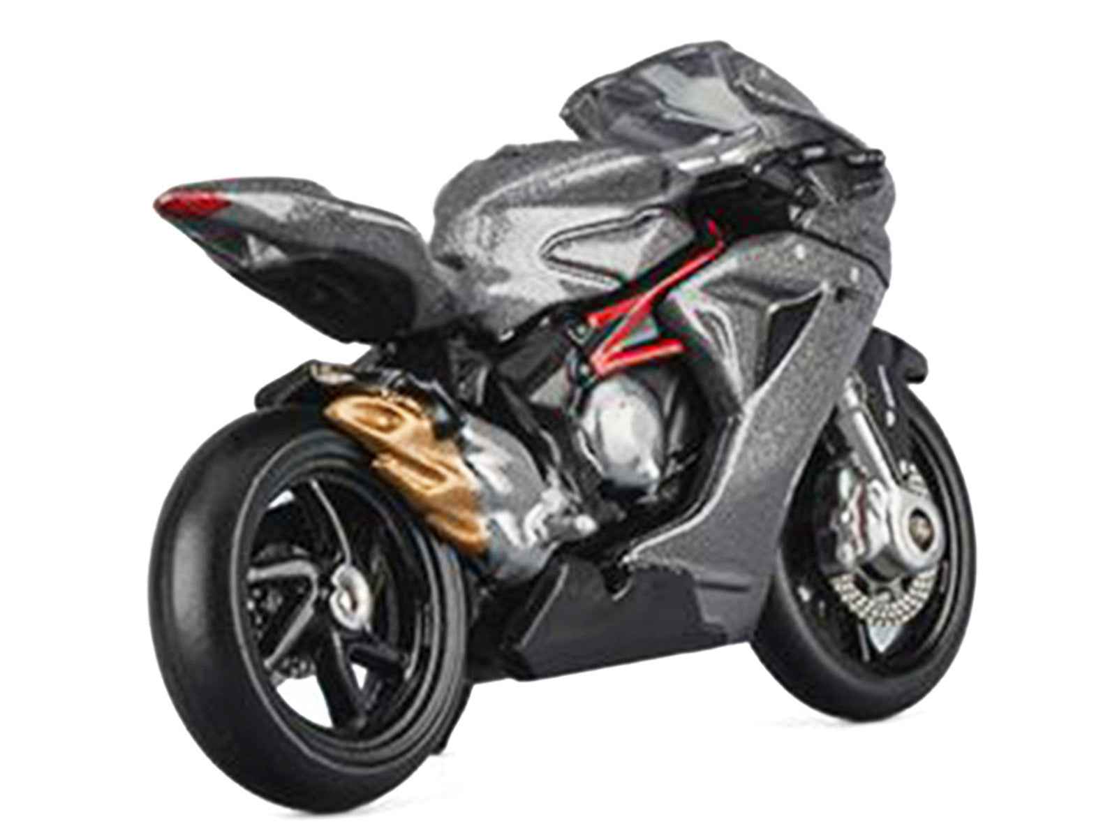 2022 MV Agusta F3 Rosso Motorcycle Silver Metallic with Figure 1/64 Diecast Model by CM Model