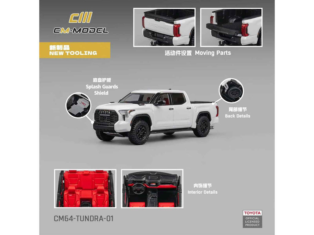 Toyota Tundra Pickup Truck White 1/64 Diecast Model Car by CM Model