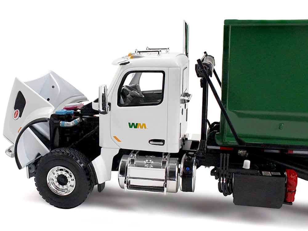 Peterbilt 567 Refuse Garbage Truck with 40 Yard Roll-Off Container "Waste Management" White and Green 1/34 Diecast Model by First Gear