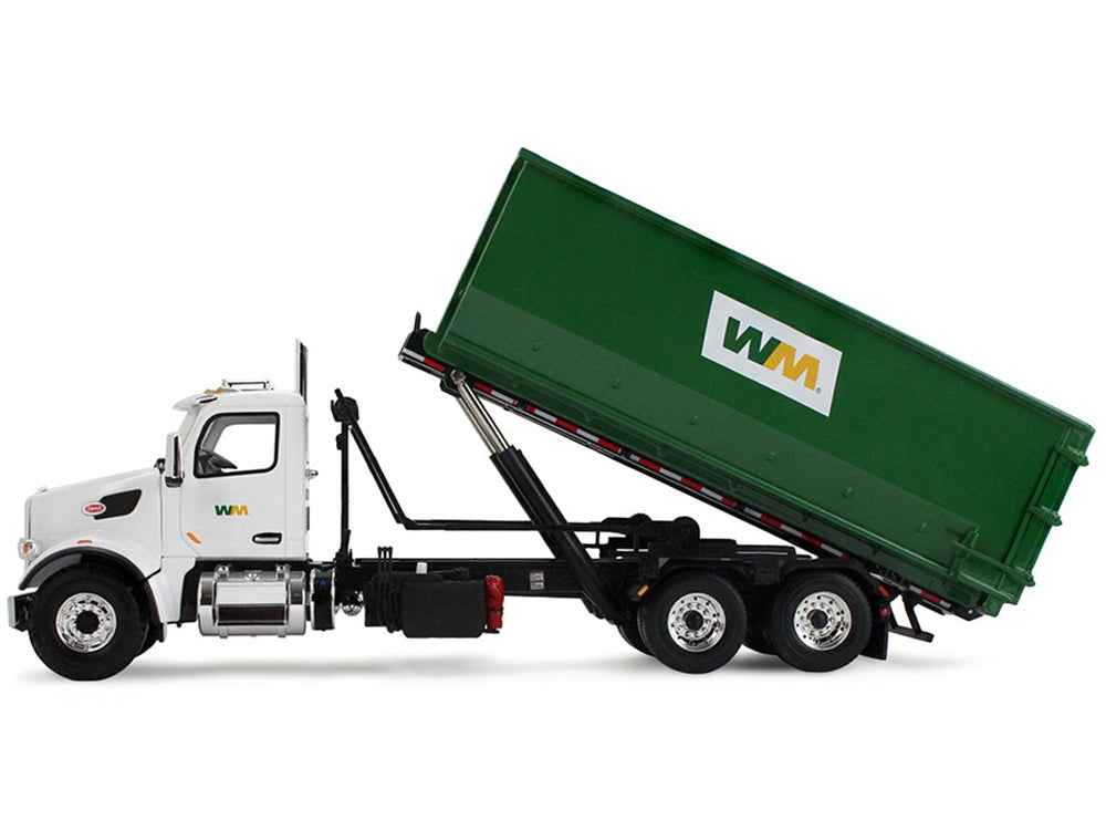 Peterbilt 567 Refuse Garbage Truck with 40 Yard Roll-Off Container "Waste Management" White and Green 1/34 Diecast Model by First Gear