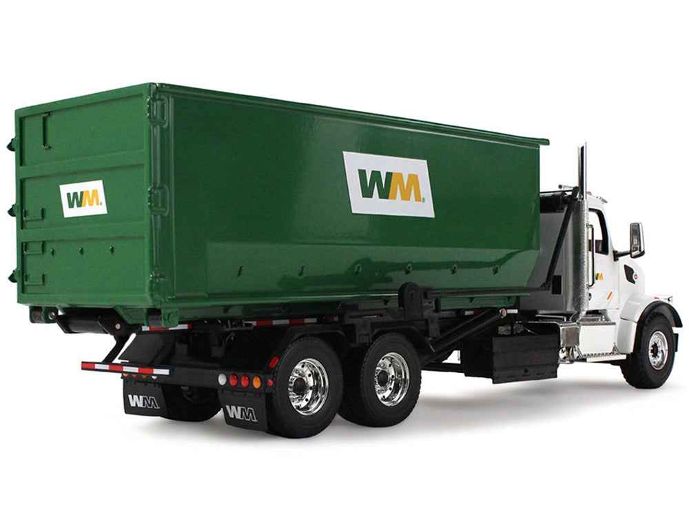 Peterbilt 567 Refuse Garbage Truck with 40 Yard Roll-Off Container "Waste Management" White and Green 1/34 Diecast Model by First Gear