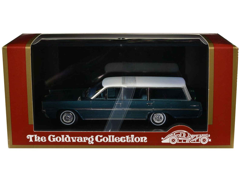 1964 Pontiac Safari Gulfstream Aqua Metallic with White Top and Blue Interior Limited Edition to 200 pieces Worldwide 1/43 Model Car by Goldvarg Collection
