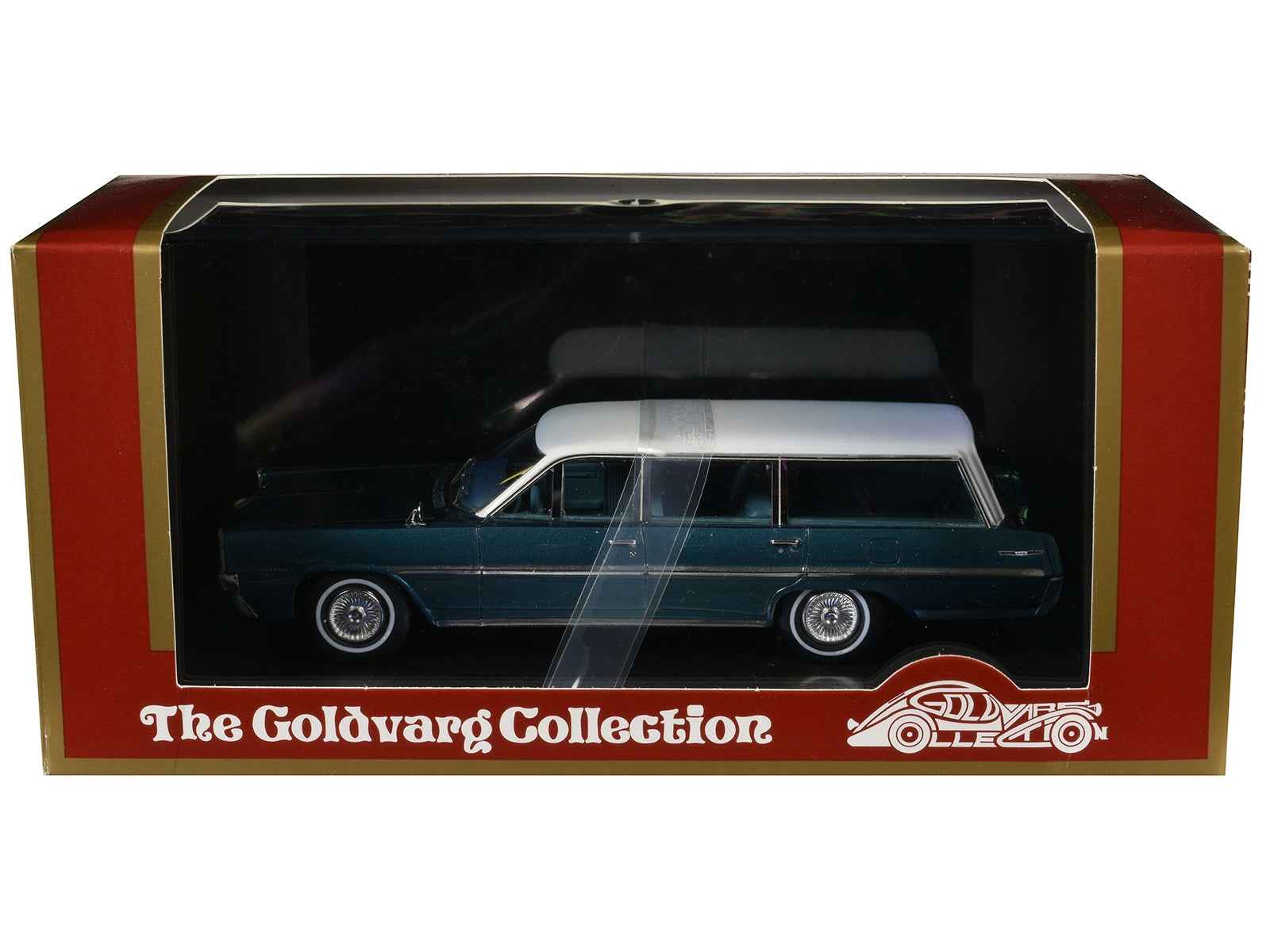 1964 Pontiac Safari Gulfstream Aqua Metallic with White Top and Blue Interior Limited Edition to 200 pieces Worldwide 1/43 Model Car by Goldvarg Collection