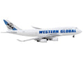 Boeing 747-400F Commercial Aircraft "Western Global" White with Blue Tail Stripes 1/400 Diecast Model Airplane by GeminiJets