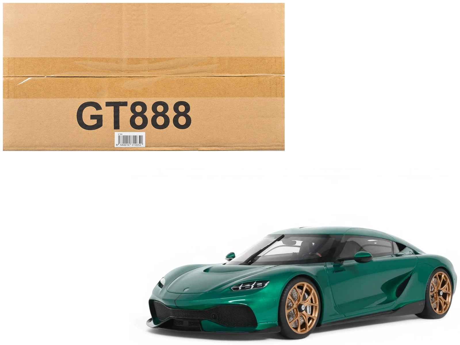 2024 Koenigsegg Gemera Racing Green Metallic 1/18 Model Car by GT Spirit