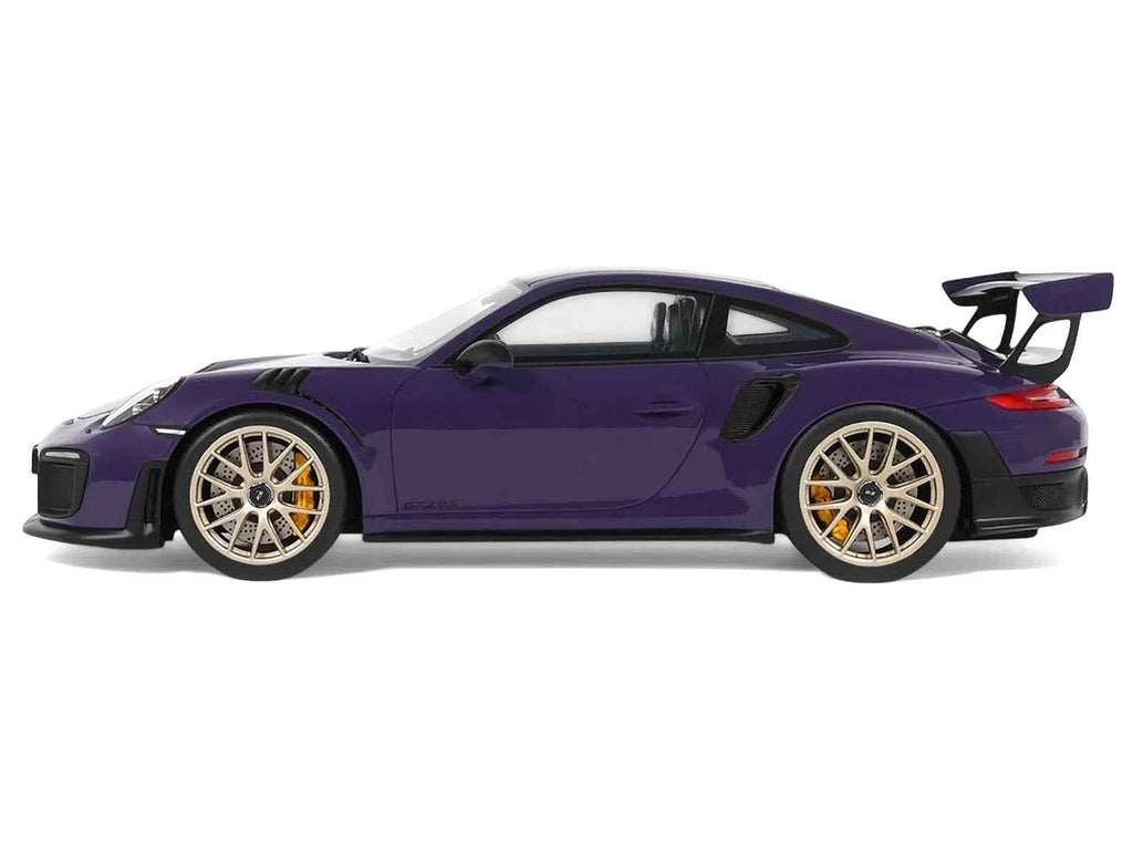 2021 Porsche 911 (991.2) GT2 RS Ultraviolet Metallic with Carbon Stripes 1/18 Model Car by GT Spirit