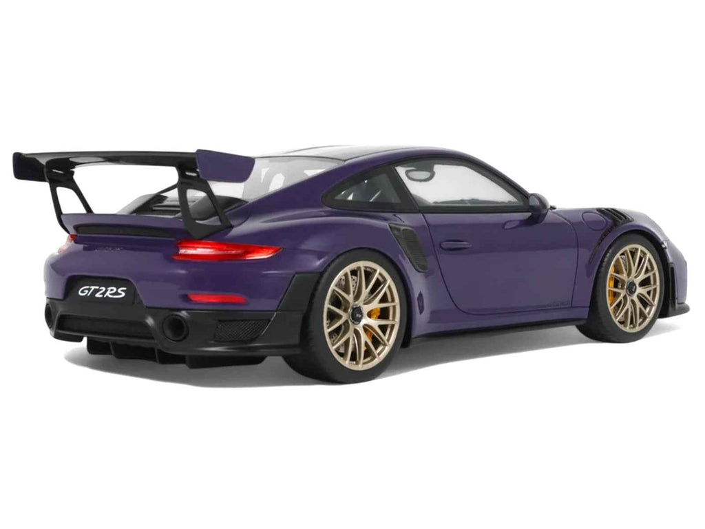 2021 Porsche 911 (991.2) GT2 RS Ultraviolet Metallic with Carbon Stripes 1/18 Model Car by GT Spirit