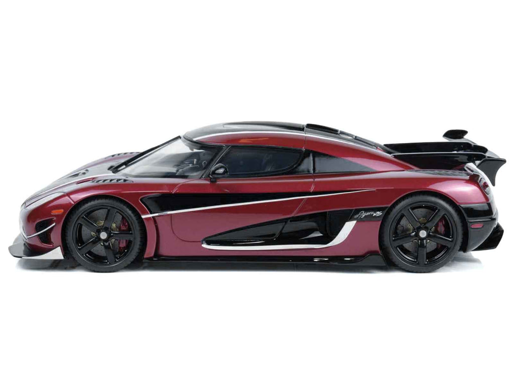 2017 Koenigsegg Agera RS Deep Red Metallic with Black Stripes 1/18 Model Car by GT Spirit