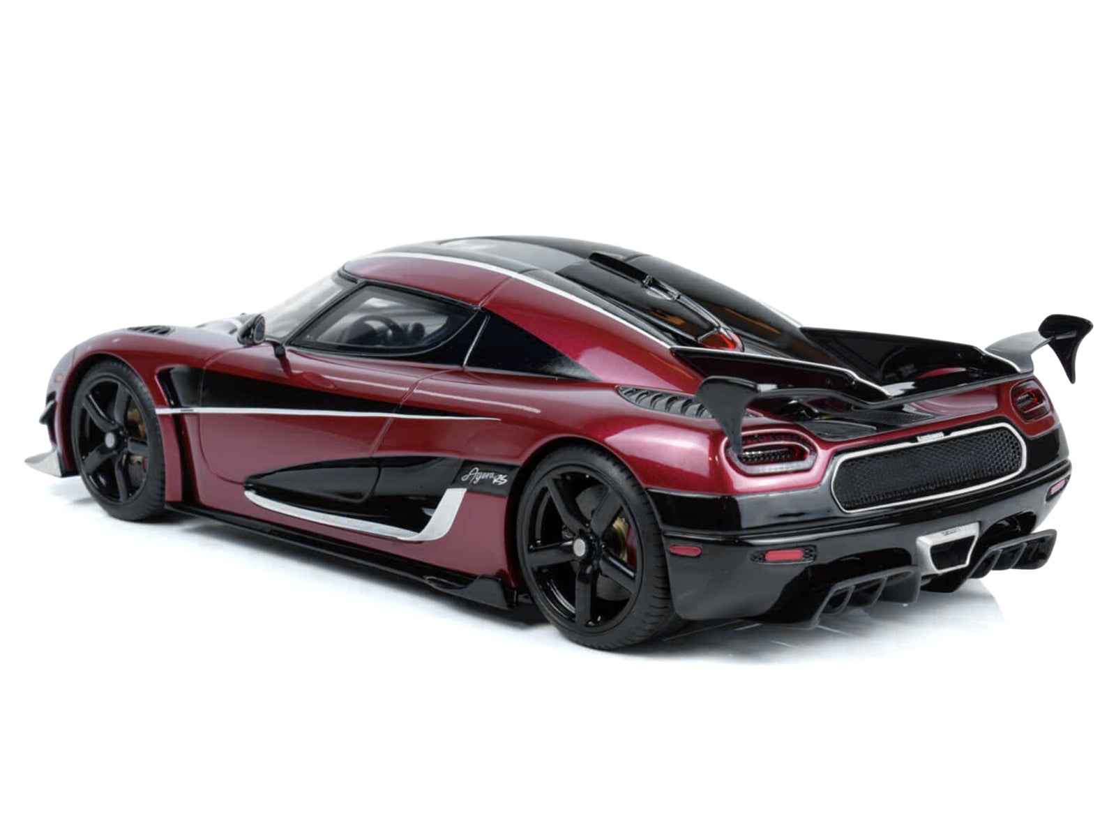 2017 Koenigsegg Agera RS Deep Red Metallic with Black Stripes 1/18 Model Car by GT Spirit