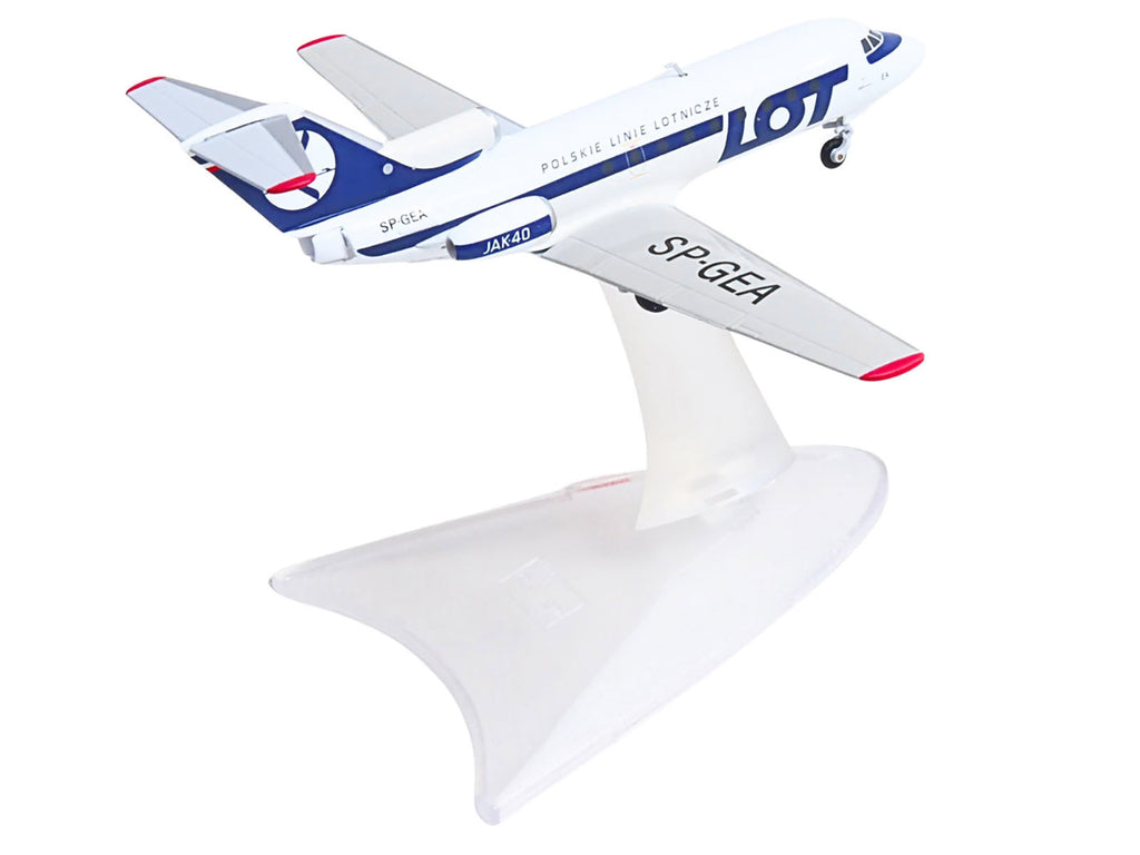Yakovlev Yak-40 Commercial Aircraft "LOT Polish Airlines" (SP-GEA) White with Blue Stripes and Tail 1/200 Diecast Model by Herpa