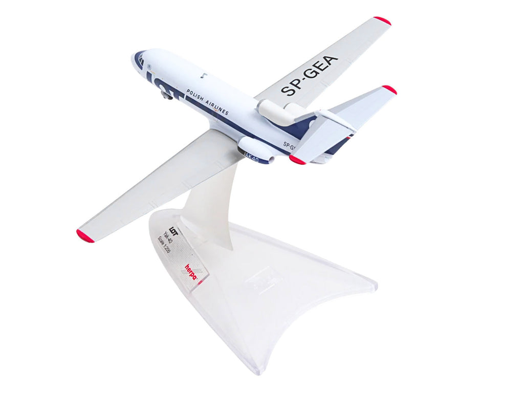 Yakovlev Yak-40 Commercial Aircraft "LOT Polish Airlines" (SP-GEA) White with Blue Stripes and Tail 1/200 Diecast Model by Herpa