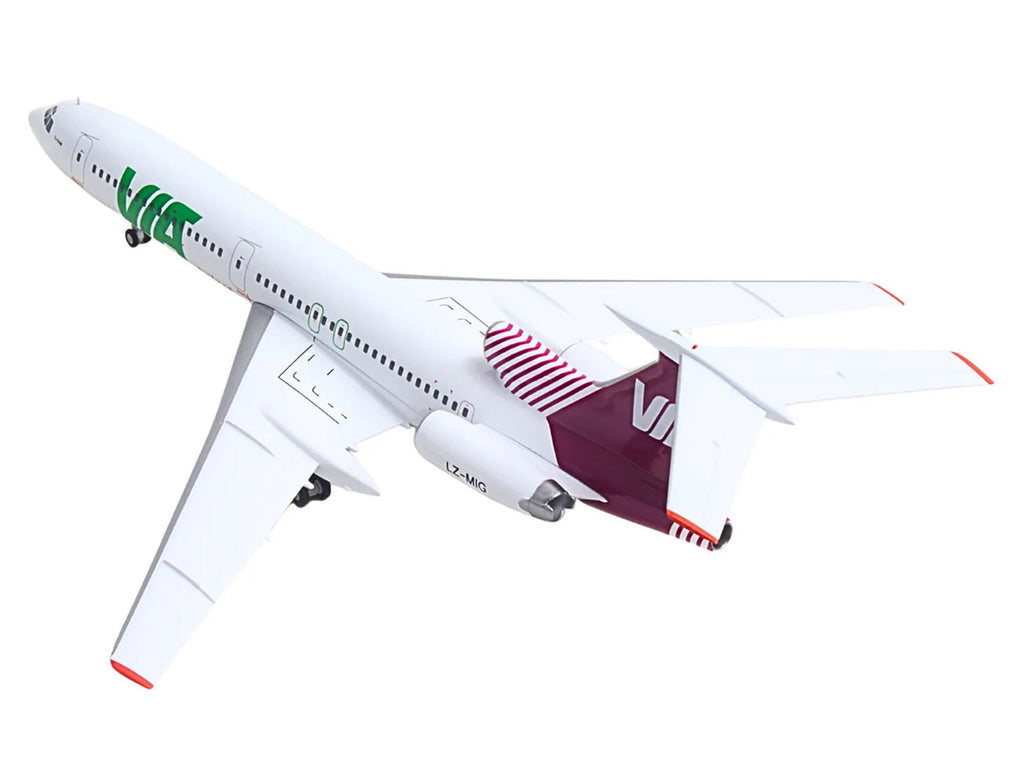 Tupolev TU-154M Commercial Aircraft "Air Via" (LZ-MIG) White with Red Tail 1/200 Diecast Model by Herpa