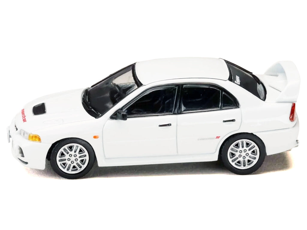 Mitsubishi Lancer RS Evolution IV RHD (Right Hand Drive) "MonStar" White "Initial D" (1995-2013) Manga "Diorama Set Series" 1/64 Diecast Model car by Hobby Japan