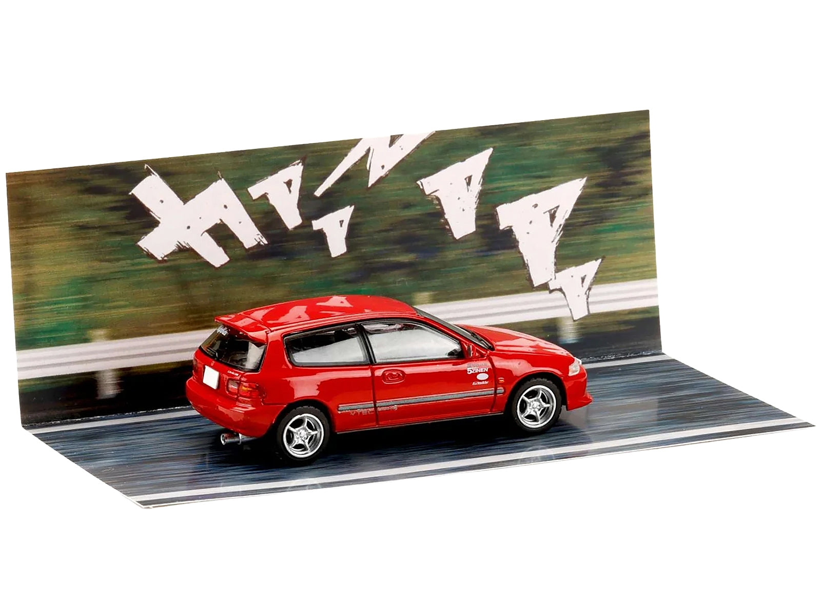 Honda Civic (EG6) RHD (Right Hand Drive) "Myogi Night Kids" Red "Initial D" (1995-2013) Manga "Diorama Set Series" 1/64 Diecast Model car by Hobby Japan