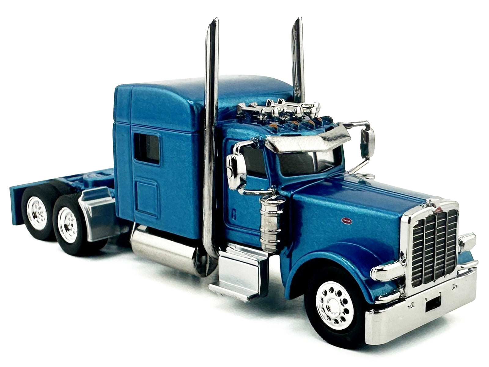 Peterbilt 389 Truck Tractor with Sleeper Cab Blue Metallic 1/87 (HO) Scale Plastic Model Car by HO Logistics