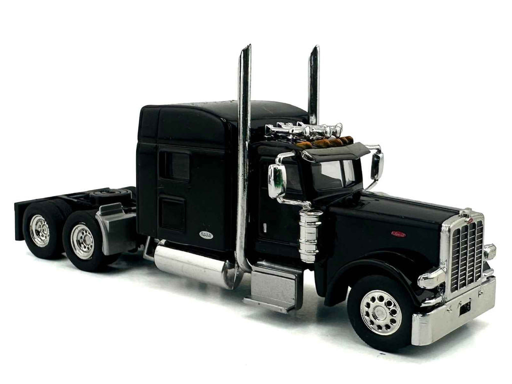 Peterbilt 389 Truck Tractor with Sleeper Cab Black 1/87 (HO) Scale Plastic Model Car by HO Logistics