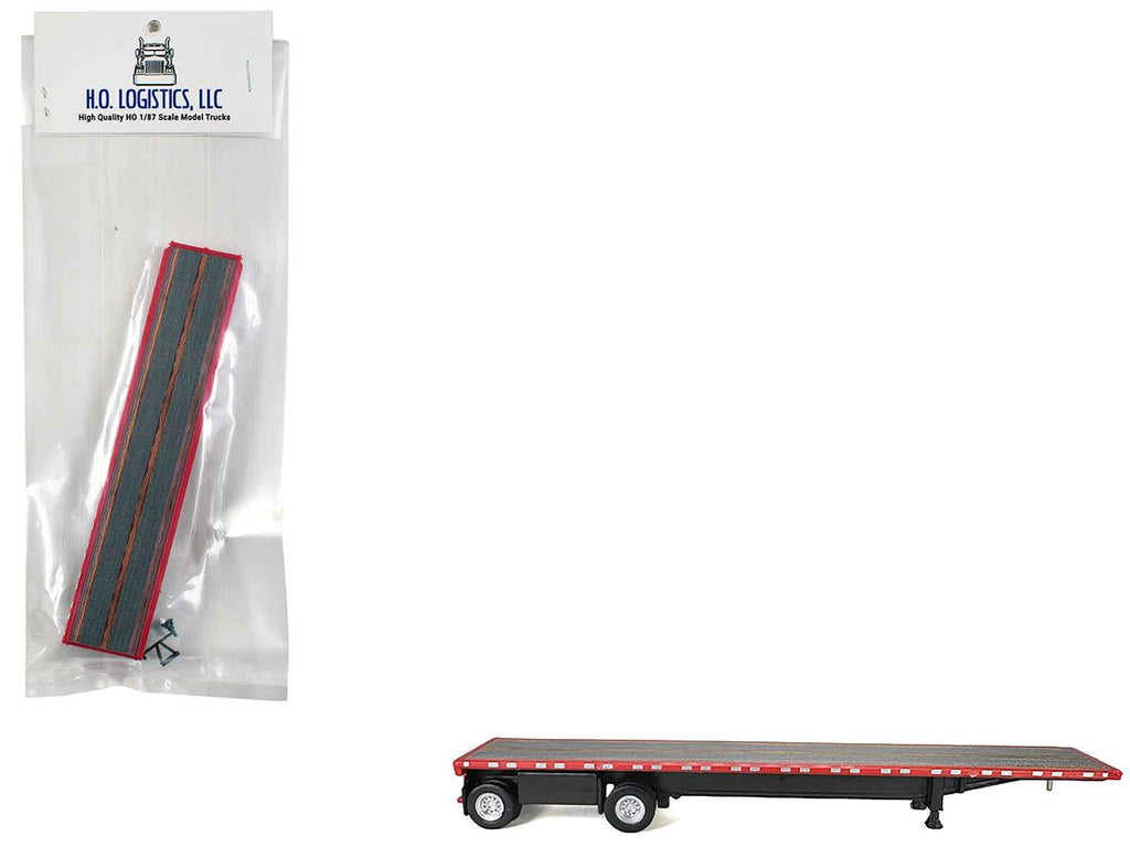 High Boy Spread Axle Flatbed Trailer Red 1/87 (HO) Plastic Model Car by HO Logistics