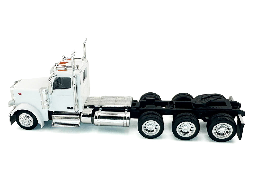 Peterbilt 589 3-Axel Day Cab White 1/87 (HO) Plastic Model Car by HO Logistics
