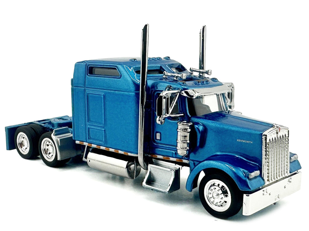 Kenworth W900L Truck Tractor with Sleeper Cab Blue Metallic 1/87 (HO) Scale Plastic Model Car by HO Logistics