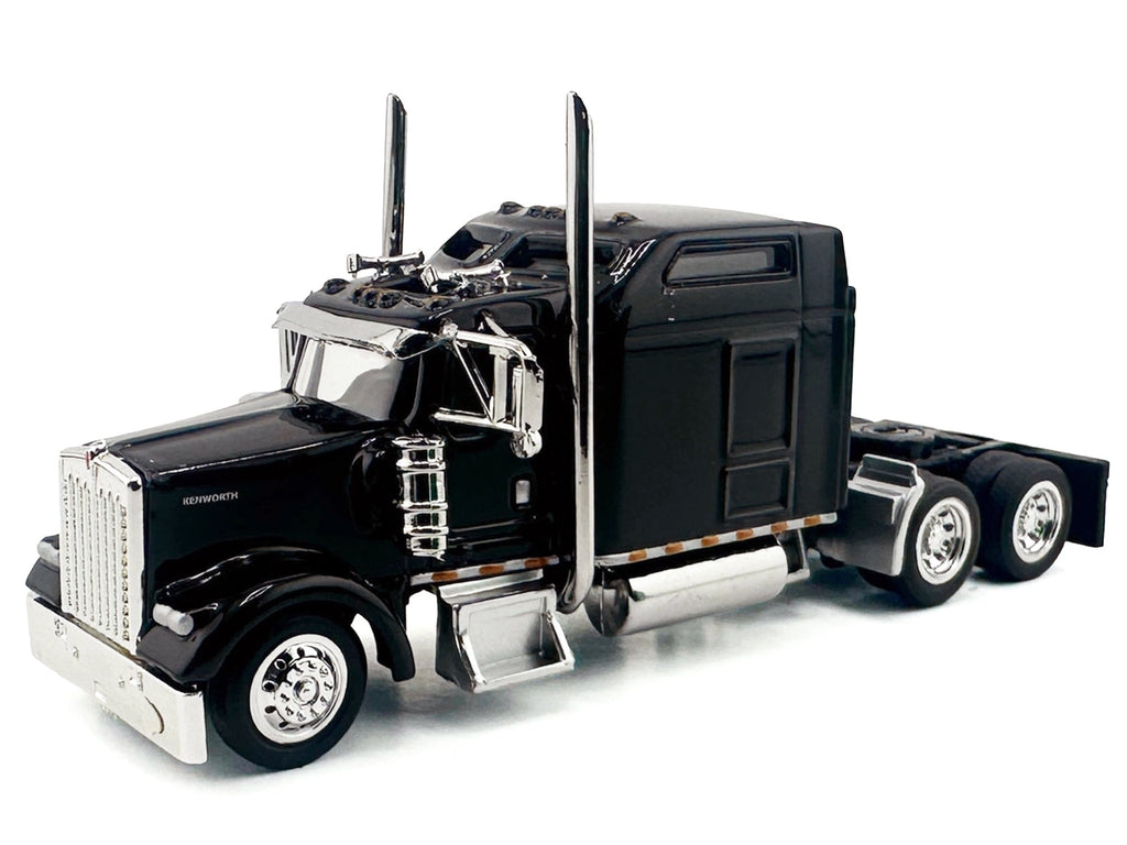 Kenworth W900L Truck Tractor with Sleeper Cab Black 1/87 (HO) Scale Plastic Model Car by HO Logistics