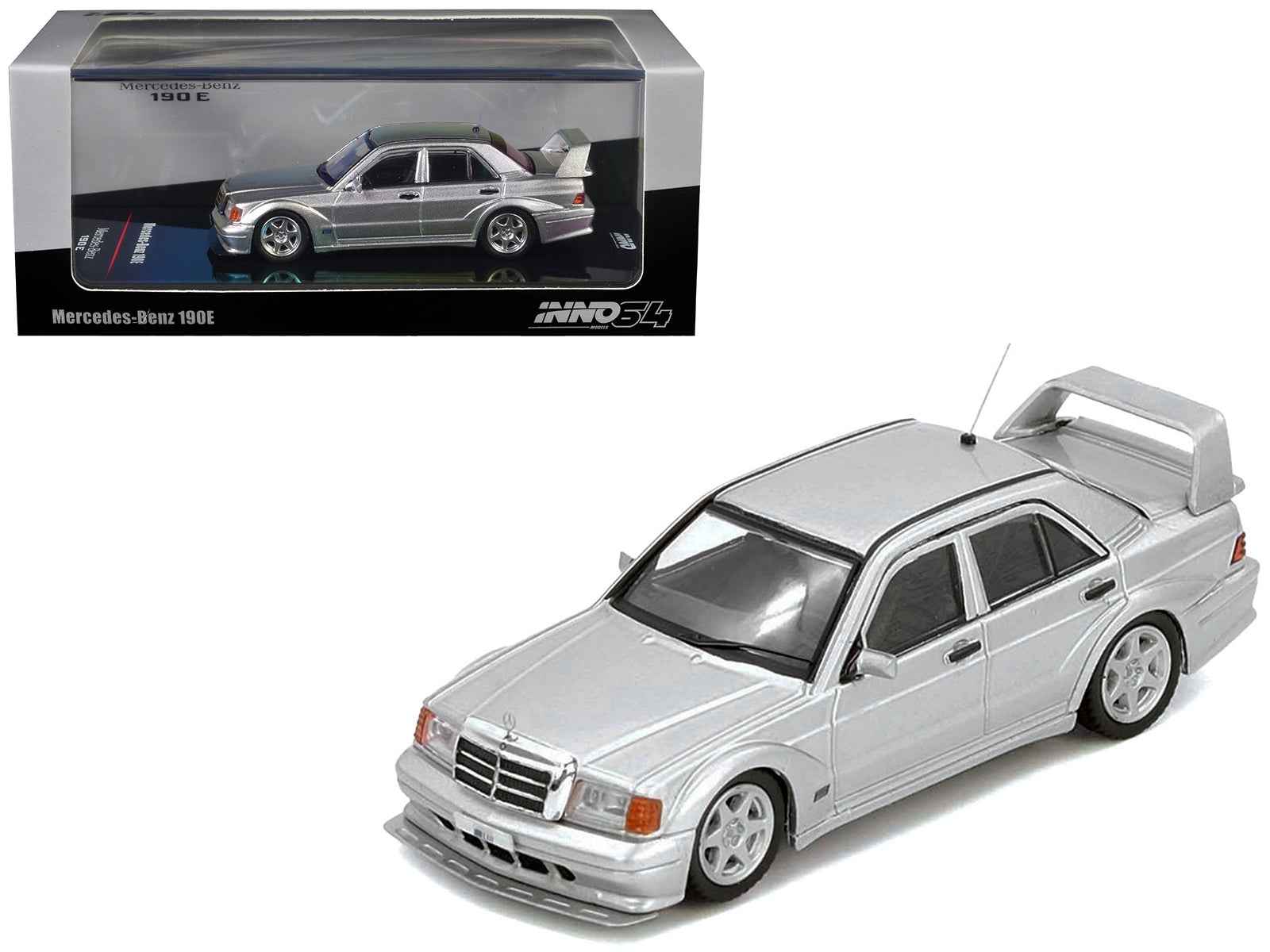 Mercedes-Benz 190E 2.5-16 Evolution II Silver Metallic 1/64 Diecast Model Car by Inno Models