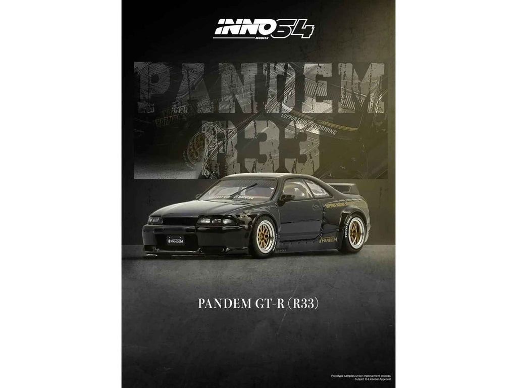 Nissan Skyline GT-R (BCNR33) RHD (Right Hand Drive) "Pandem - Rocket Bunny" Black 1/64 Diecast Model Car by Inno Models