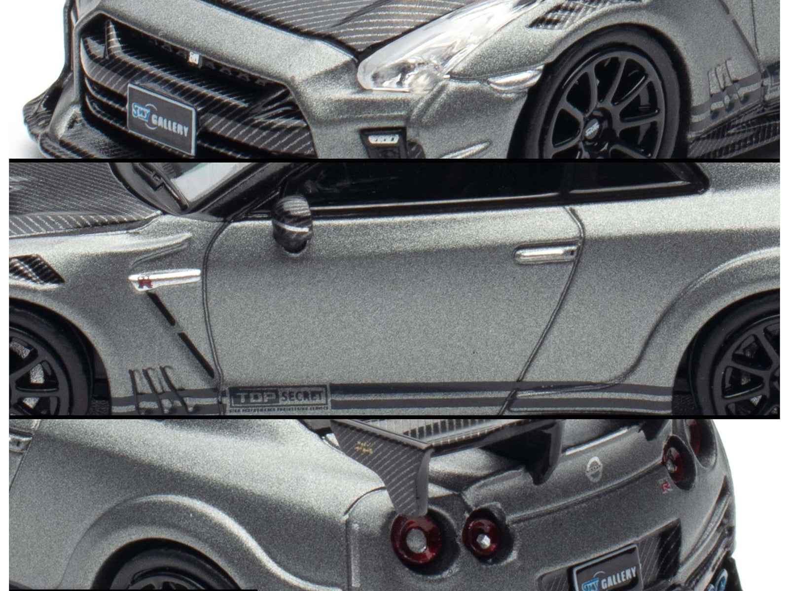 Nissan GT-R (R35) "Top Secret" RHD (Right Hand Drive) Gray Metallic with Carbon Hood "IAM Bangkok 2025 Event Edition" 1/64 Diecast Model Car by Inno Models