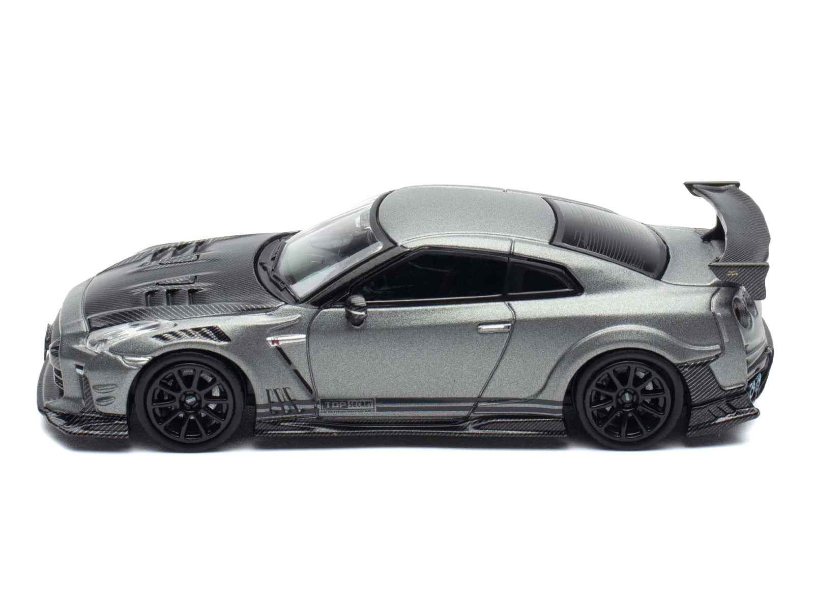Nissan GT-R (R35) "Top Secret" RHD (Right Hand Drive) Gray Metallic with Carbon Hood "IAM Bangkok 2025 Event Edition" 1/64 Diecast Model Car by Inno Models