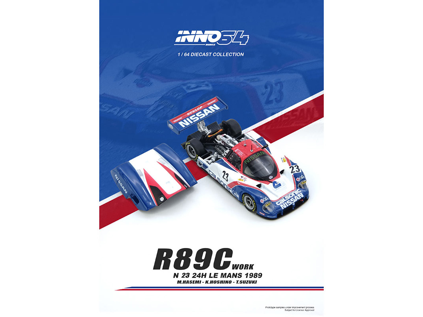 Nissan R89C #23 Masahiro Hasemi - Kazuyoshi Hoshino - Toshio Suzuki "24 Hours of Le Mans" (1989) 1/64 Diecast Model Car by Inno Models
