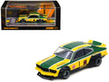 Mazda RX-3 Savanna RHD (Right Hand Drive) #1 "Katayama Racing Livery" Green and Yellow Striped 1/64 Diecast Model Car by Inno Models