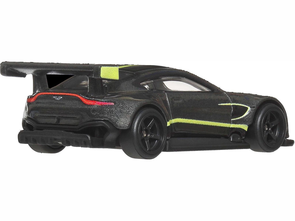 Aston Martin Vantage GTE Dark Gray Metallic with Lime Green Stripes "Euro Speed" Series Diecast Model Car by Hot Wheels