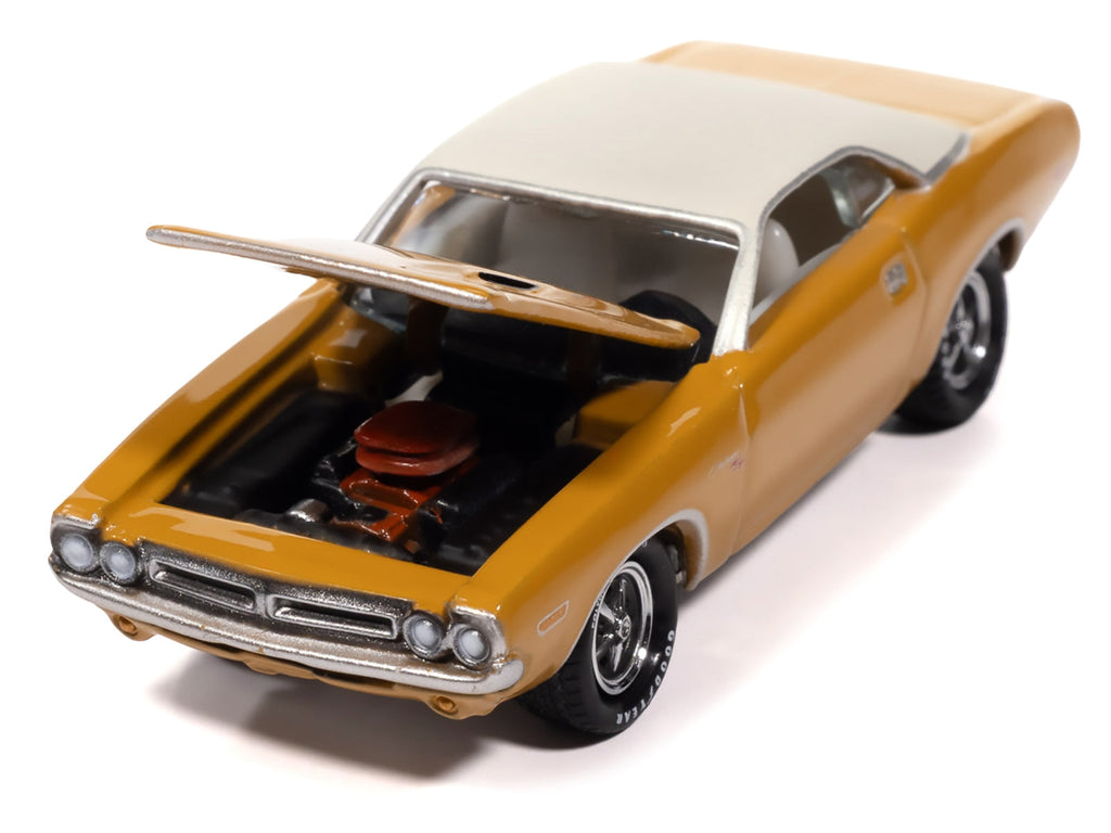 1971 Dodge Challenger R/T Butterscotch with White Top and Interior "Classic Gold Collection" 1/64 Diecast Model Car by Johnny Lightning