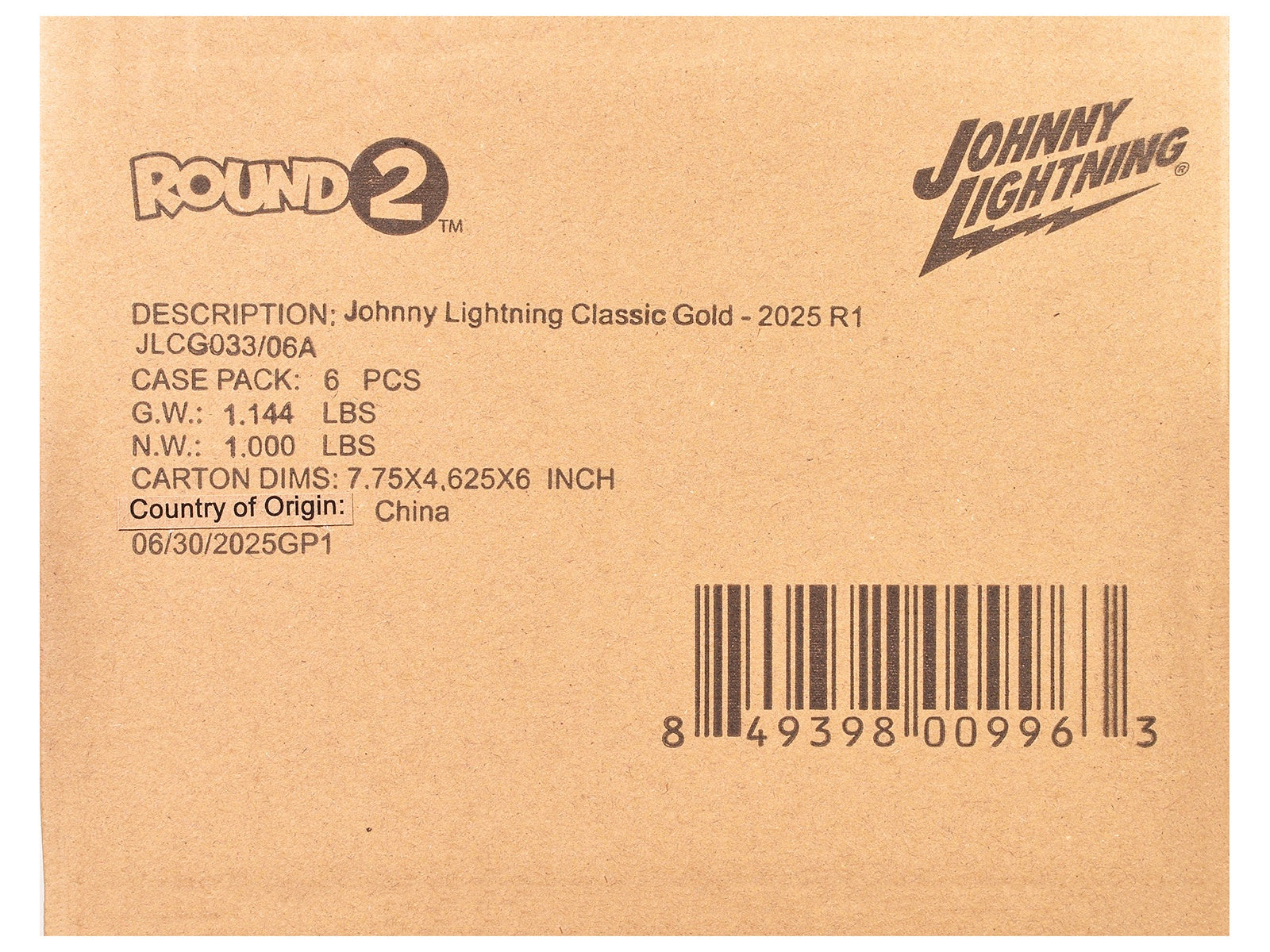 "Classic Gold Collection" 2025 Release 1 Set A of 6 Cars 1/64 Diecast Model Cars by Johnny Lightning