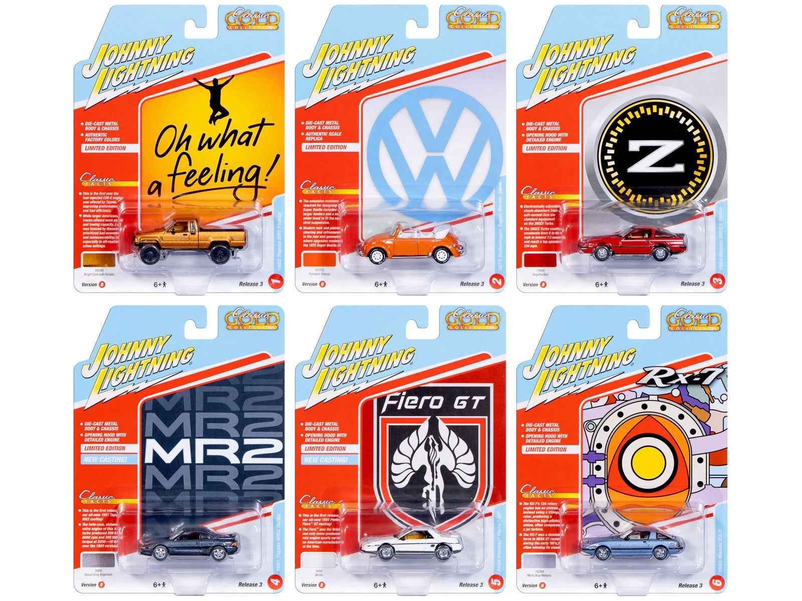 "Classic Gold Collection" 2026 Release 1 Set B of 6 Cars 1/64 Diecast Model Cars by Johnny Lightning