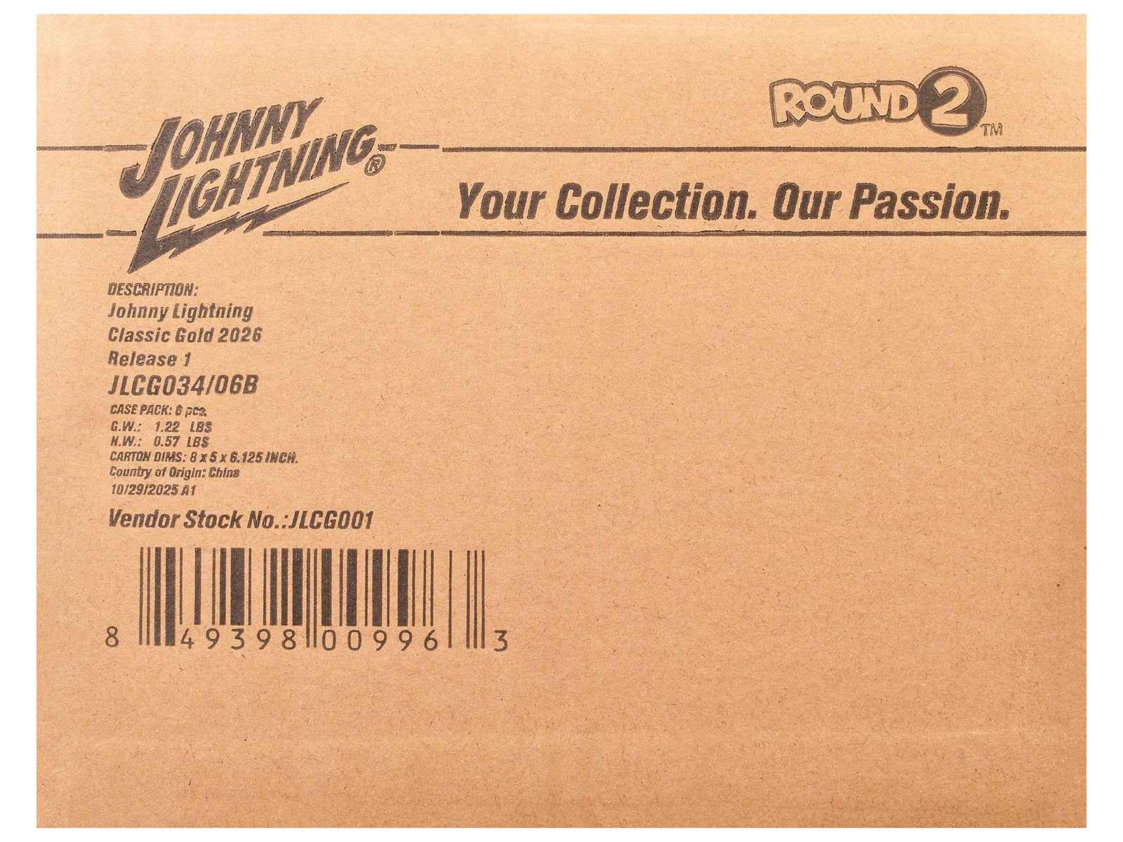 "Classic Gold Collection" 2026 Release 1 Set B of 6 Cars 1/64 Diecast Model Cars by Johnny Lightning