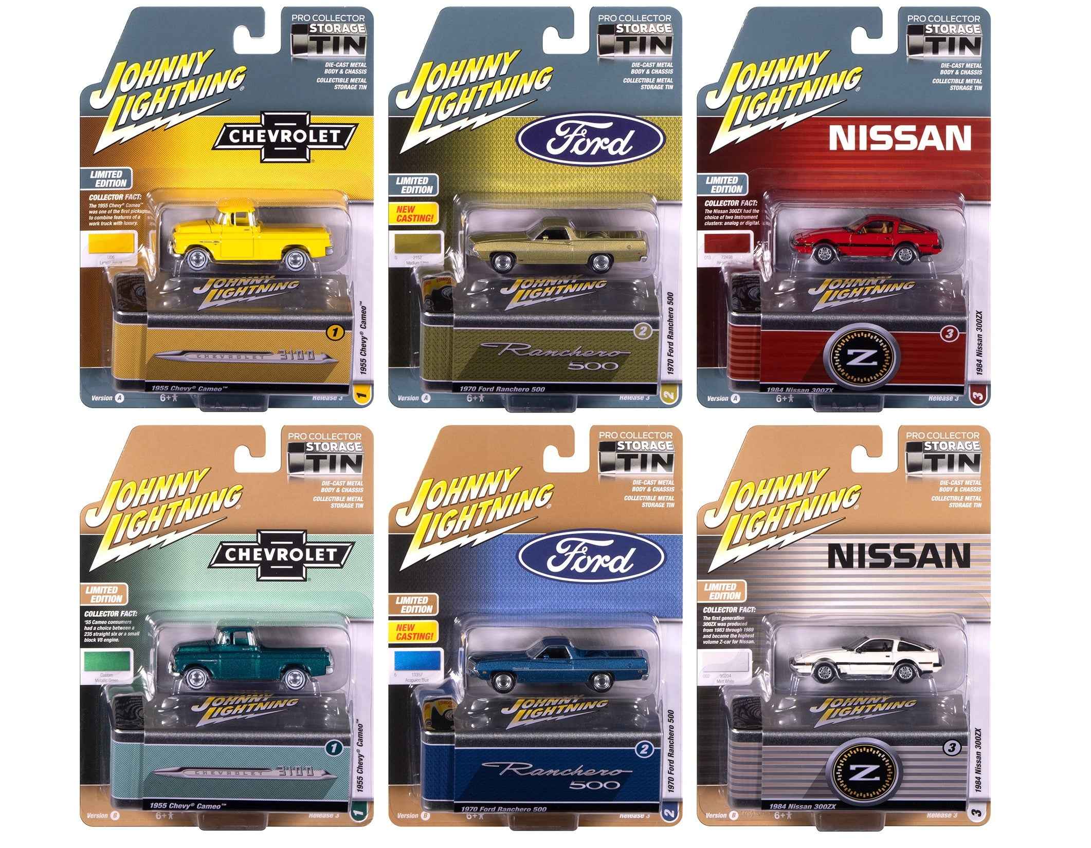 Johnny Lightning Collector's Tin 2025 Set of 6 Cars Release 3 Limited Edition 1/64 Diecast Model Cars by Johnny Lightning