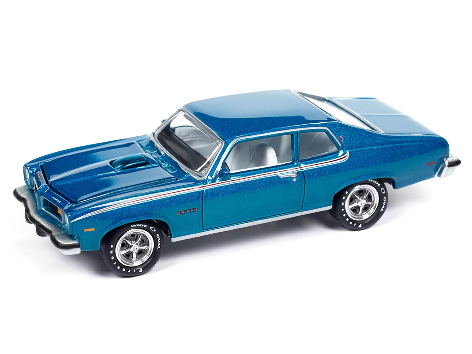 1974 Pontiac GTO Regatta Blue Metallic with White Interior "Muscle Cars USA" Series 1/64 Diecast Model Car by Johnny Lightning