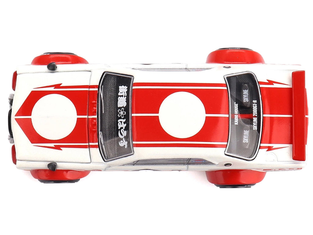 Nissan Skyline 2000GT-R (KPGC10) "Kaido Works V2" RHD (Right Hand Drive) White with Red Stripes (Designed by Jun Imai) "Kaido House" Special 1/64 Diecast Model Car by Mini GT