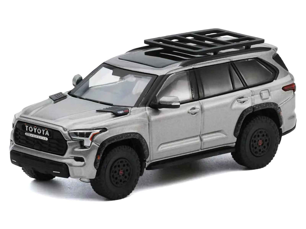 Toyota Sequoia TRD PRO Silver Metallic with Roof Rack 1/64 Diecast Model Car by GCD
