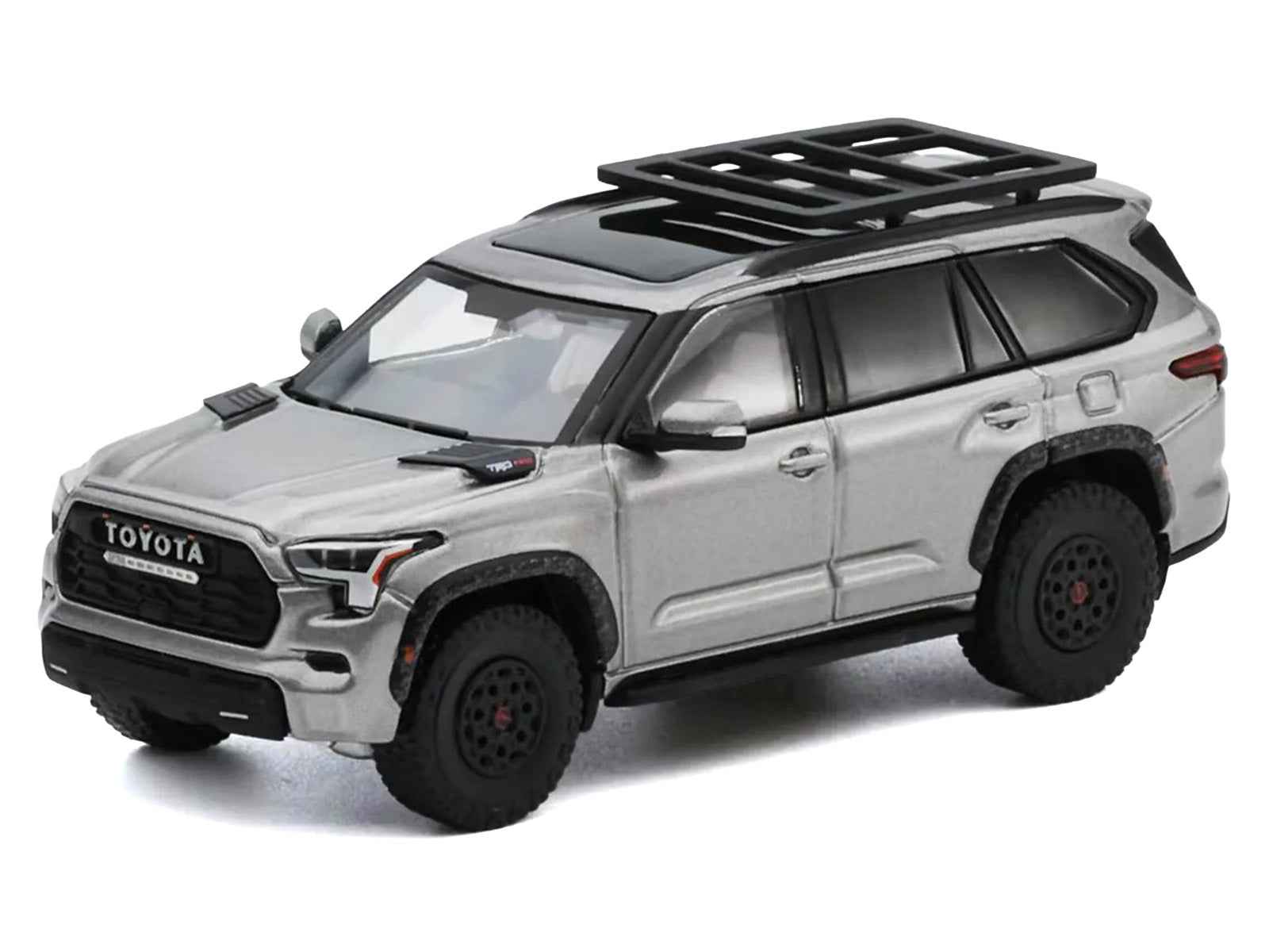 Toyota Sequoia TRD PRO Silver Metallic with Roof Rack 1/64 Diecast Model Car by GCD