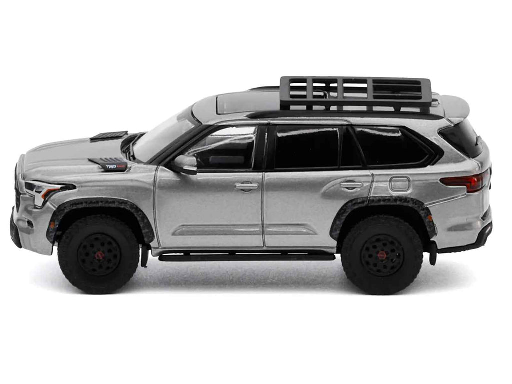 Toyota Sequoia TRD PRO Silver Metallic with Roof Rack 1/64 Diecast Model Car by GCD
