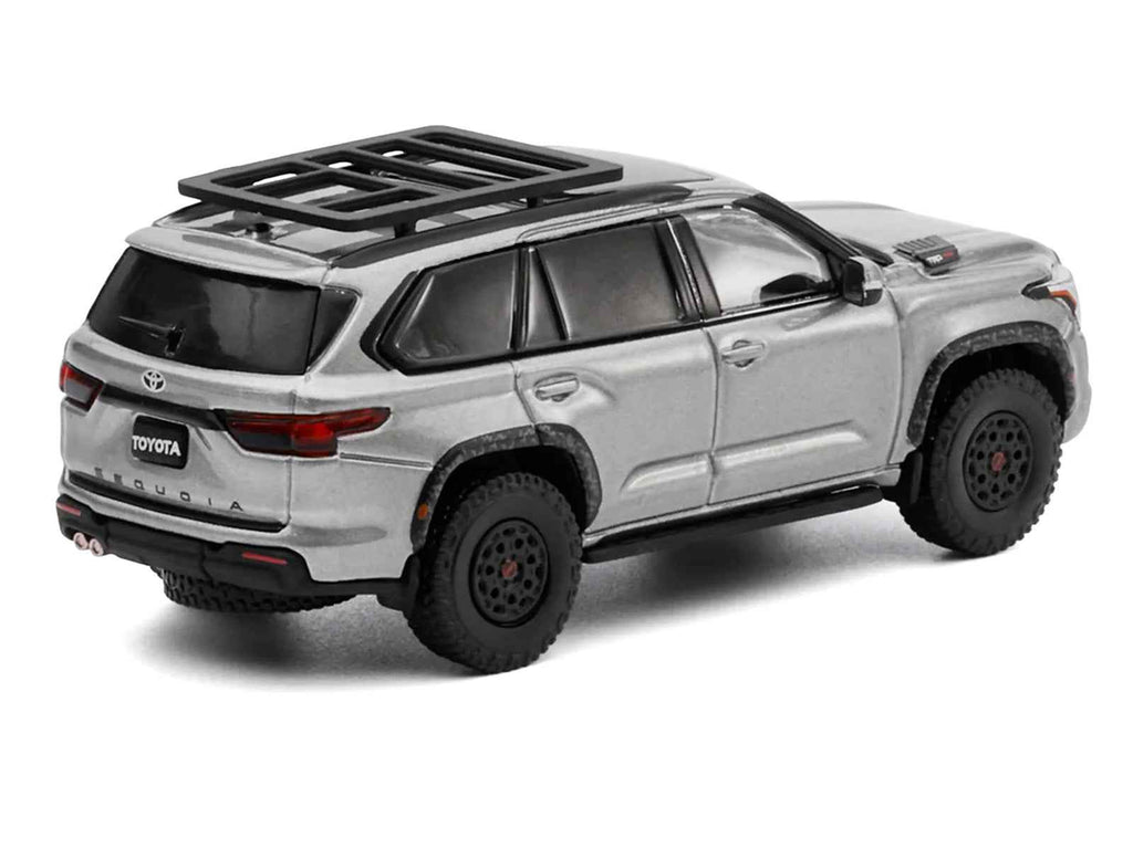 Toyota Sequoia TRD PRO Silver Metallic with Roof Rack 1/64 Diecast Model Car by GCD