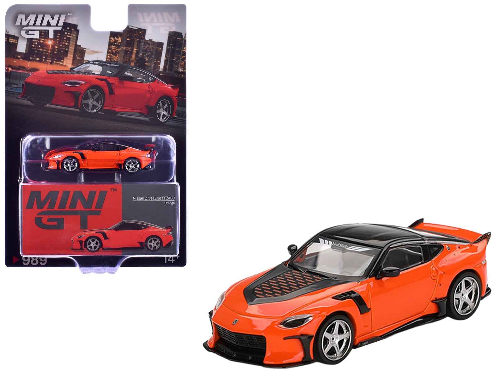 Nissan Z VeilSide FFZ400 Orange with Black Top Limited Edition 1/64 Diecast Model Car by Mini GT