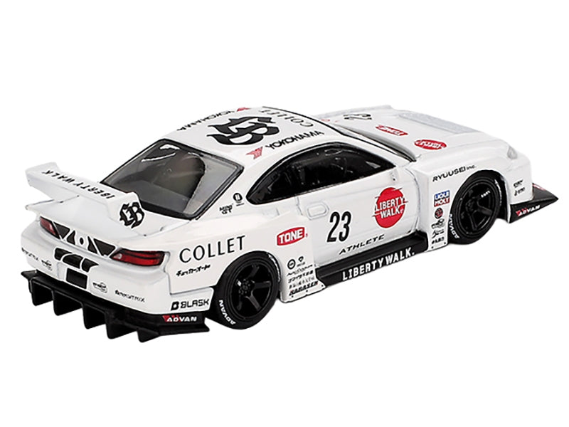 Nissan Silvia (S15) LB-Super Silhouette RHD (Right Hand Drive) #23 "Athlete" White with Graphics Limited Edition 1/64 Diecast Model Car by Mini GT