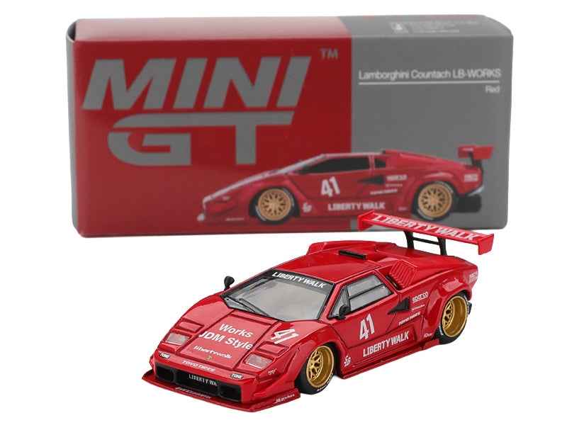 Lamborghini Countach LB-WORKS #41 Red Limited Edition 1/64 Diecast Model Car by Mini GT