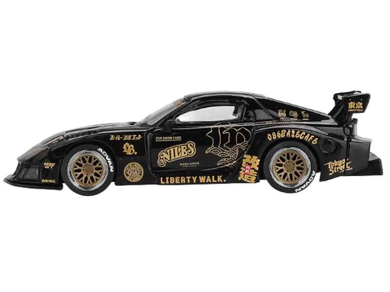 Mazda RX-7 LB-Super Silhouette "FD-NILES" Black with Gold Graphics Limited Edition 1/64 Diecast Model Car by Mini GT