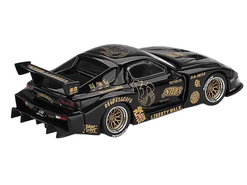 Mazda RX-7 LB-Super Silhouette "FD-NILES" Black with Gold Graphics Limited Edition 1/64 Diecast Model Car by Mini GT