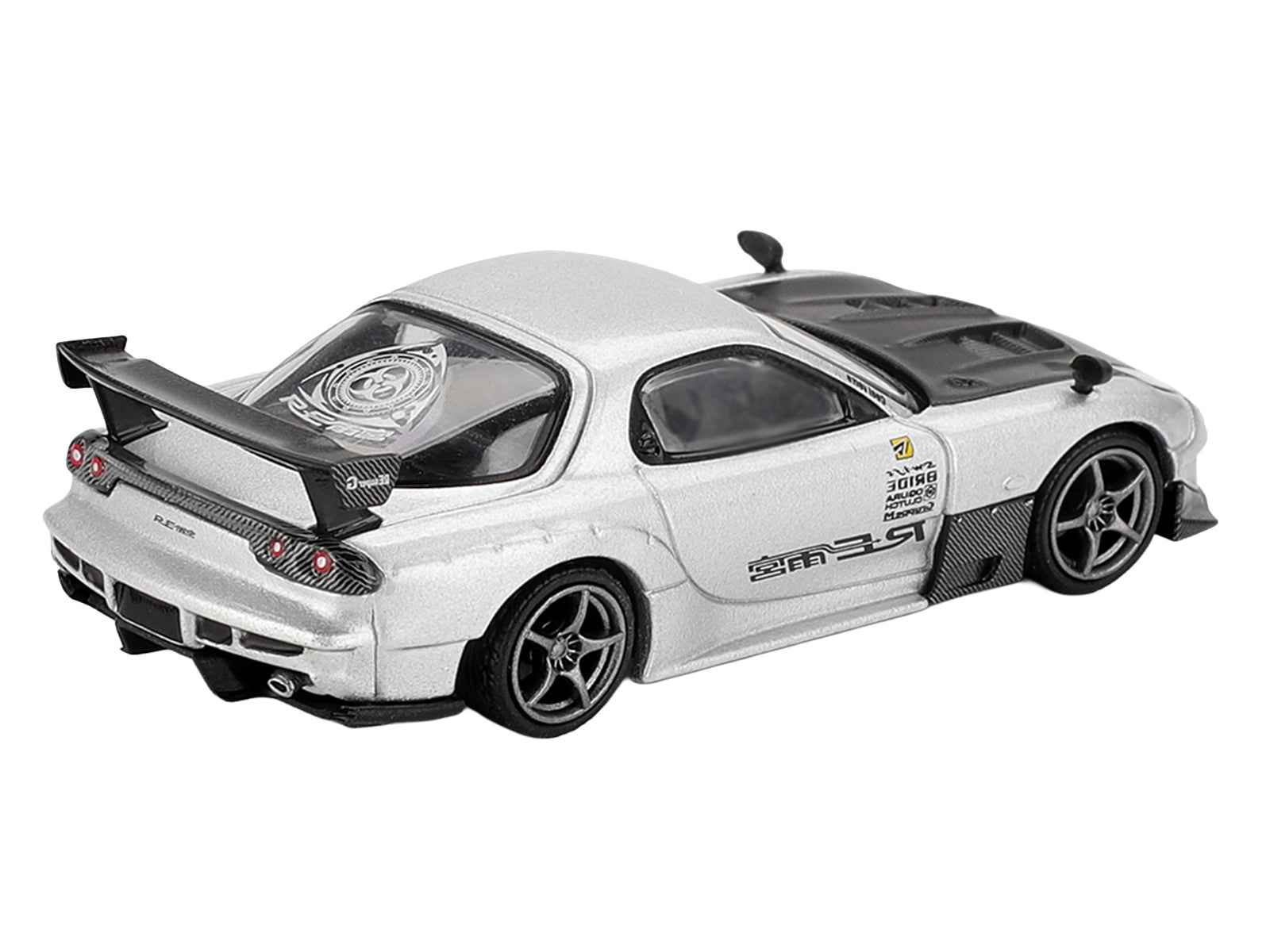 Mazda RX-7 RE-Amemiya Silver Metallic with Matt Black Hood Limited Edition 1/64 Diecast Model Car by Mini GT