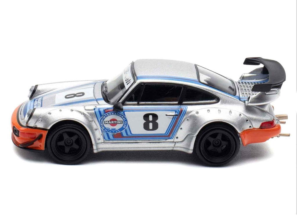 RWB 964 #8 "Ichiban Boshi - Martini Racing" Silver Metallic with Stripes 1/64 Diecast Model Car by Model Model