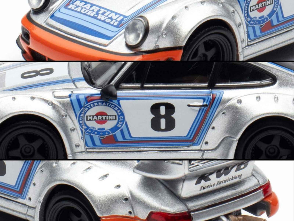 RWB 964 #8 "Ichiban Boshi - Martini Racing" Silver Metallic with Stripes 1/64 Diecast Model Car by Model Model